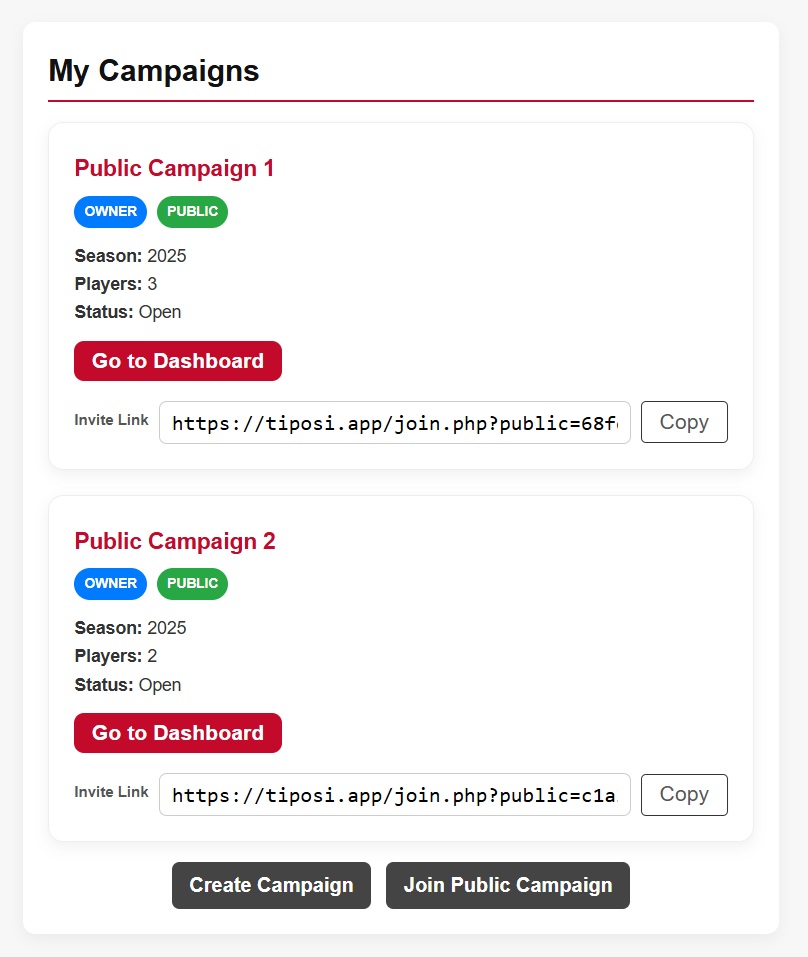 Join or Create a Campaign on Tiposi